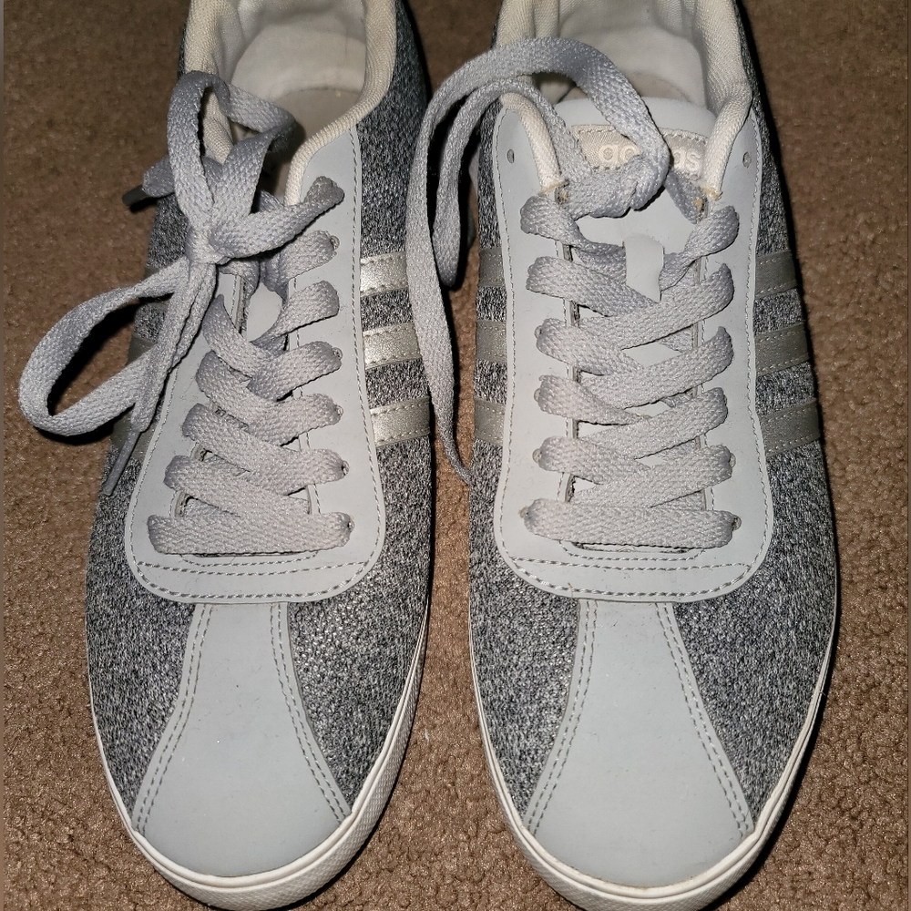 ADIDAS Women's Neo Courtset Sneakers, Onyx/Silver/White. Size 9